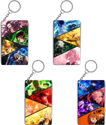 Respite Paradise Anime Mix Keychains Kit - (Set Of 4 Keychains) Anime Theme Key Chain