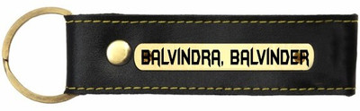 SY Gifts Balvindra, Balvinder Name Black Leather Keychain Key Chain