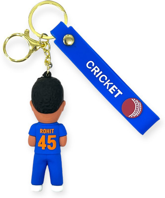 Augen Premium 3D Silicone Rohit Sharma Keychain For Car & Bike Gifting Key Ring Key Chain