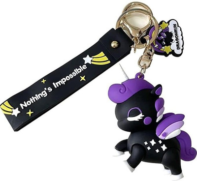 gtrp Rainbow Unicorn Keychain, Cute 3D Rubber Silicone Keychain Lanyard Unicorn Bag Key Chain
