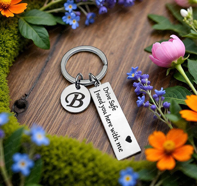 Myurawells B Letter Drive Safe Keychain For Gift for Boyfriend, Girlfriend, Husband Key Chain