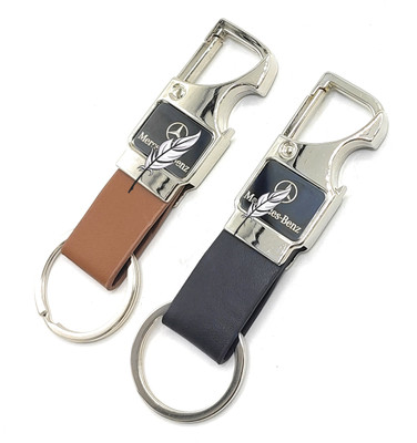 Jdp Novelty 2 pcs Set of Leather Metal Opner Keychain for B-e-n-z. Key Chain
