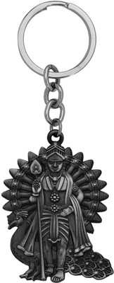 Deethyas Fashion Lord Murugan Muruga Karthikeya Statue Peacock Feathers Double Sided Heavy Metal Key Chain