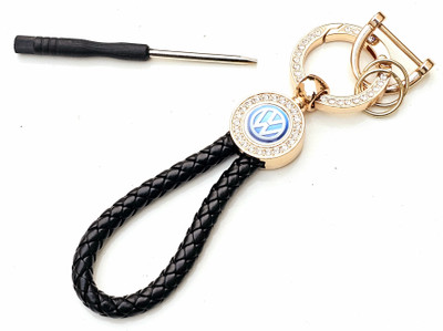 ADOREAL Volkswagen Keychain And Keyring Black Rope Golden Ring Key Chain