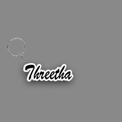 SY Gifts SYG Threetha Name Keychain White And Black Key Chain