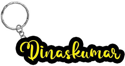 SY Gifts Dinaskumar Name Black Yellow Name Keychain Key Chain