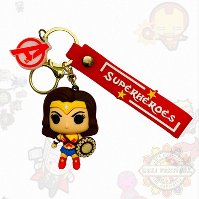 Kidskaari Cute 3D Keychain, Keyring | Travel Essential | Strap & Bag Hook (Wonder wmen) Key Chain