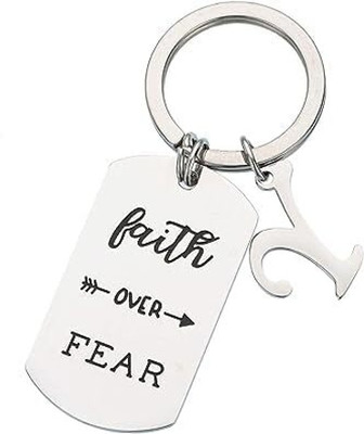 Artisans Crafted Faith Over Fear Keychain with Initial Y Key Chain