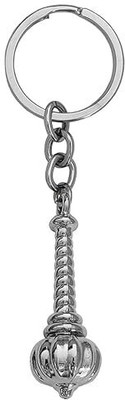 adiya Hanuman Ji Ghota Silver Scepter Keychain, Metal Charm Key Ring Key Chain