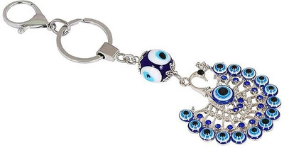 GKM Evil Eye Dancing Peacock with Feather best quality keychain Key Chain