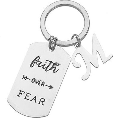 Artisans Crafted Faith Over Fear Keychain with Initial M Key Chain