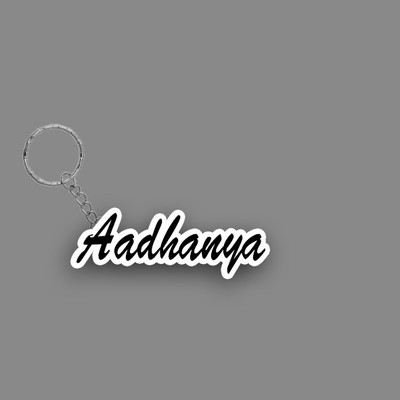 SY Gifts SYG Aadhanya Name Keychain White And Black Key Chain