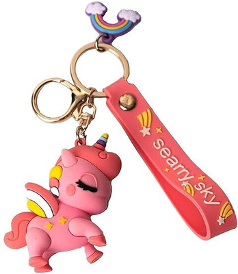 BBG NEW_Soft PVC Baby Unicorn keychain keyring for girls Key Chain