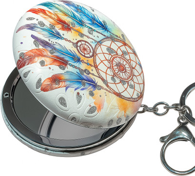 Tritra Round Pocket Makeup Double Mirror Keychain