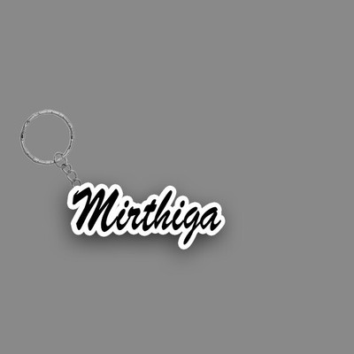 SY Gifts SYG Mirthiga Name Keychain White And Black Key Chain
