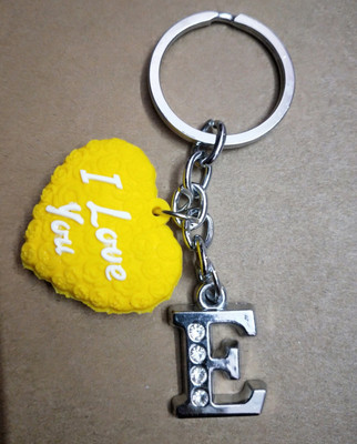 ShopTop Yellow Heart With E Letter Bike Key Chain03 Key Chain