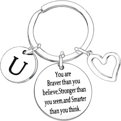 Artisans Crafted U – U Letter Keychain – Strength and Smartness Quote Key Chain