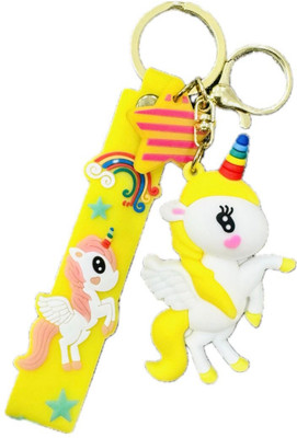 SHRI JI PVC Rubber Flying Unicorn Keychain with Strap Key Chain