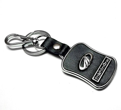 FLAMBE New Premium Leather Metal Hook Locking Keychain Mahindra Key Chain