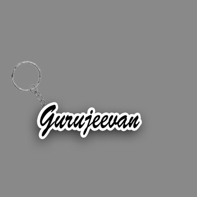SY Gifts SYG Gurujeevan Name Keychain White And Black Key Chain