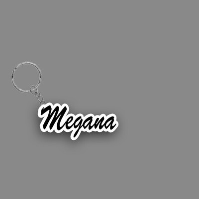 SY Gifts SYG Megana Name Keychain White And Black Key Chain