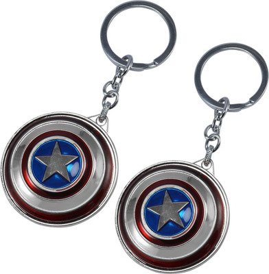 gtrp key Chain-key-Captain-America-Shield-Silver-Color-Round-Pack-Of-2 Key Chain