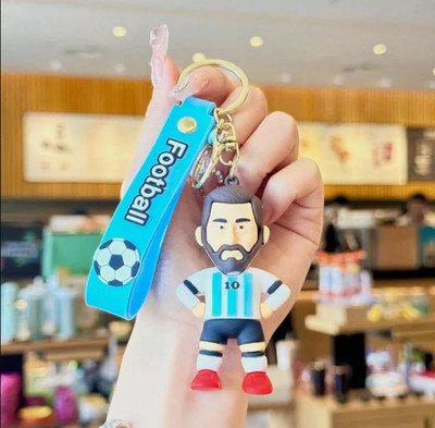 K C High-quality Rubber Messi Keychain with Strap (Light-Blue Dress) Key Chain