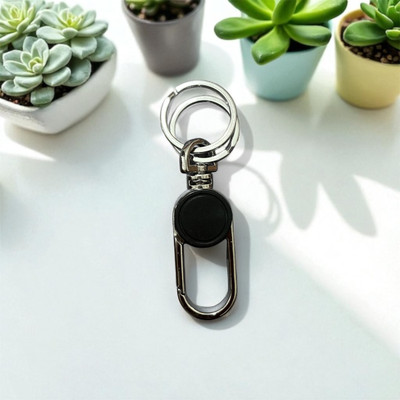cutieclicks 360° Rotating Keychain with Dual Key Rings – Sleek Black & Chrome Finish Key Chain