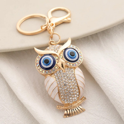 Auto Emporium Hub White Crystal Evil Eye Keychain Key Chain