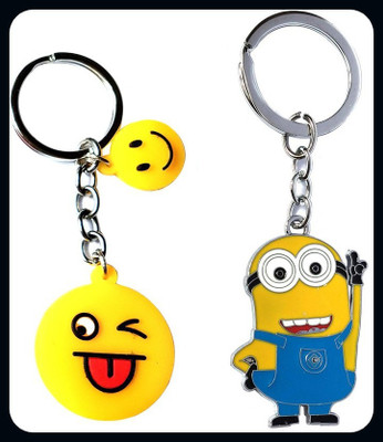 Meeko.com minion metal keychain along with smiley keyring-A Key Chain
