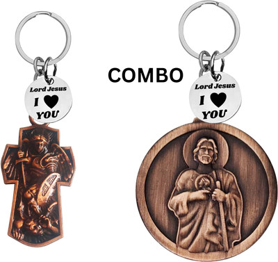 M Men Style Double-Sided Lord Jesus Combo Keychain – Jesus Christ Key Ring Medal Com650-629 Key Chain