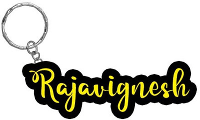 SY Gifts Rajavignesh Name Black Yellow Name Keychain Key Chain