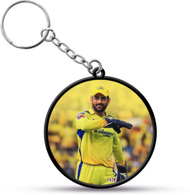 VINODHANA CSK Dhoni Keychain | MSD | Round Shape | Double side printed 02 Key Chain