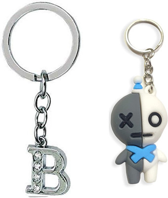 Newview BTS VAN Characters 3D Rubber with Alphabet B Keychain and Key ring Key Chain