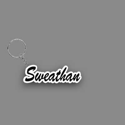 SY Gifts SYG Sweathan Name Keychain White And Black Key Chain