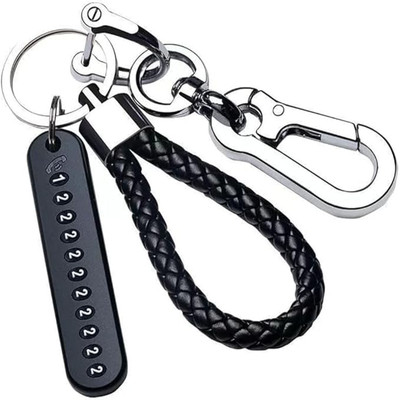 ELIE INDIA Anti-Lost Car Keychains With Phone Number Tag Metal Double Pendant Car Keyring Key Chain
