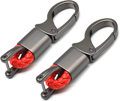 CONTACTS Red Pack of 2 Heavy Duty Stainless Steel Hook Key Chain