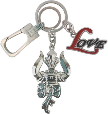 SHOKY LOOKS High Quality Lord Shiv Trishul With Love Created Positive energy Locking Lock Key Chain