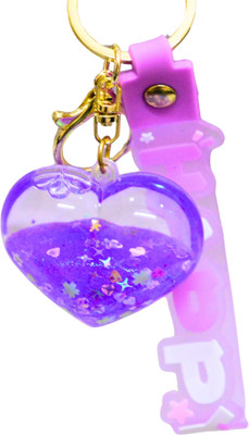 Nivu Cute Heart Design - Water Glitter Keychain for Girls with Decorative Strap Key Chain