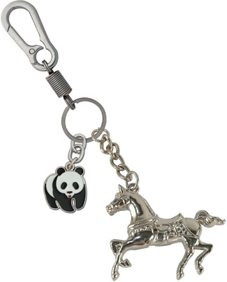 SHOKY LOOKS Running Horse Symbol for Good Luck With Panda Locking Hook Key Chain