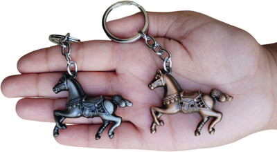 JNV Combo Of 3D Metal Running Horses Key Chain (Multicolour) Key Chain