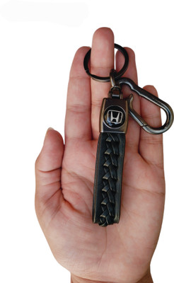JNV Black Leather Keychain Compatible With Honda Car Key Chain
