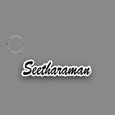 SY Gifts SYG Seetharaman Name Keychain White And Black Key Chain