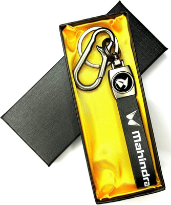 FLAMBE New Mahindra Car Brass Metal Leather Belt keychain Key Chain
