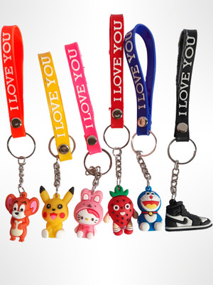 BotanicVibes 3D cartoon Chatacters Keychain,6 pieces Silicon keychain Key Chain