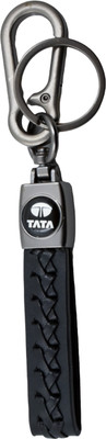 Techpro Rope Long Leather & metal Finish Tata Stylish Keyring with Hook for Men & Women Key Chain