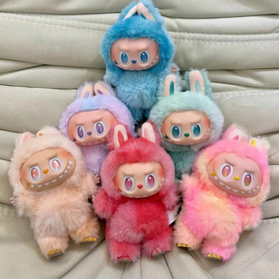 CARTSPACE Labubu Plush Keychain Figure,Mint Green Cartoon Character Collectible Key Chain