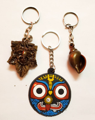 ShopTalk Brown shank and flip Ganesh with lord jagannath Key Chain
