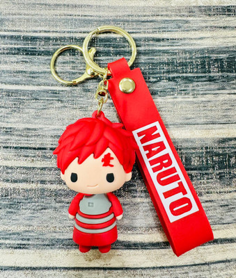 K C PVC Rubber 3D Gaara Keychain & Keyring with Strap & Charm Key Chain