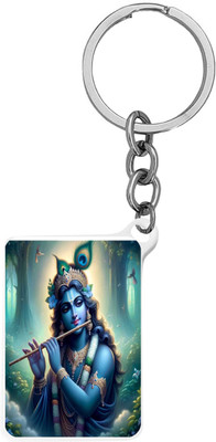 The Men Gift Religious Lord Shri Krishna Keyring Keychain Blue ShivKey2025236 Key Chain